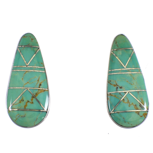 Turquoise And Authentic Sterling Silver Post Earrings VX55947
